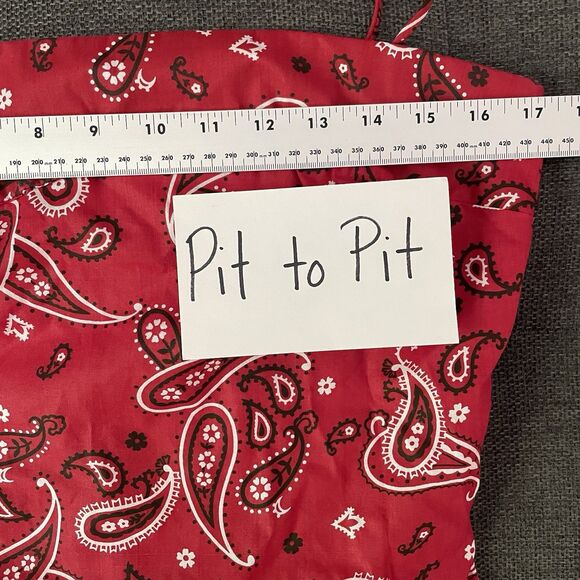 Vintage To The Max Bandana Tank Top Red White Paisley Y2K Western Streetwear USA - Picture 5 of 8